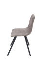 Conjunto de 4 sillas de diseño Nalia en tela taupe suede con patas negras
