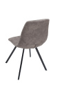 Set av 4 "Nalia" design matstolar i taupe suede tyg med svarta ben