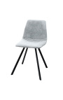 Комплект от 4 дизайнерски трапезни стола "Nalia" от сив велурен плат с черни крака