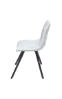 Комплект от 4 дизайнерски трапезни стола "Nalia" от сив велурен плат с черни крака