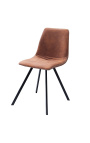 Set av 4 "Nalia" design dining stolar i choklad mocka tyg med svarta ben