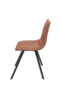 Set de 4 "Nalia" design scaune de masă în ciocolată suede țesut cu picioare negre