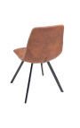 Set de 4 "Nalia" design scaune de masă în ciocolată suede țesut cu picioare negre