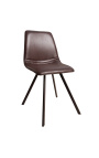 Sæt af 4 "Nalia" design spisestue stole i brun læderette med sorte ben