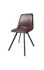 Set av 4 "Nalia" design dining stolar i brunt läder med svarta ben