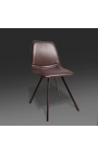 Set de 4 "Nalia" design scaune de masă în piele maro cu picioare negre