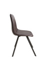 Set de 4 "Nalia" design scaune de masă în piele maro cu picioare negre