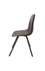 Σετ 4 καρέκλες τραπεζαρίας design "Nalia" σε καφέ δερματίνη με μαύρα πόδια