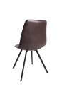 Conjunto de 4 sillas de diseño Nalia en piel marrón con patas negras