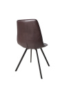 Sada 4 "Nalia" dizajn jedálne stoličky v hnedej kože s čiernymi nohami