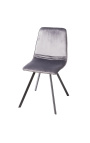 Set di 4 sedie da pranzo design "Nalia" in velluto grigio scuro con gambe nere