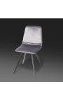 Комплект от 4 дизайнерски трапезни стола "Nalia" в тъмно сиво кадифе с черни крака