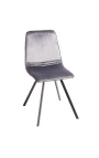 Ensemble de 4 chaises de repas "Nalia" design en velours gris foncé avec pieds noirs