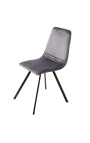 Ensemble de 4 chaises de repas "Nalia" design en velours gris foncé avec pieds noirs