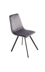 Ensemble de 4 chaises de repas "Nalia" design en velours gris foncé avec pieds noirs