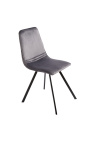 Set av 4 "Nalia" design dining stolar i mörk grå sammet med svarta ben