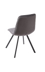 Ensemble de 4 chaises de repas "Nalia" design en velours gris foncé avec pieds noirs