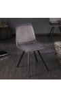Ensemble de 4 chaises de repas "Nalia" design en velours gris foncé avec pieds noirs