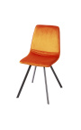 Ensemble de 4 chaises de repas "Nalia" design en velours orange avec pieds noirs