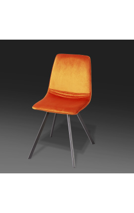 4 komplektas &quot;Nalia&quot; dizaino valgomojo kėdės iš oranžinio sviesto su juodomis kojomis