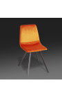 Ensemble de 4 chaises de repas "Nalia" design en velours orange avec pieds noirs