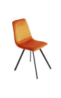 Ensemble de 4 chaises de repas "Nalia" design en velours orange avec pieds noirs