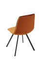 Ensemble de 4 chaises de repas "Nalia" design en velours orange avec pieds noirs