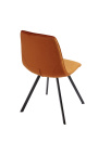 Ensemble de 4 chaises de repas "Nalia" design en velours orange avec pieds noirs