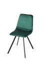 Ensemble de 4 chaises de repas "Nalia" design en velours vert avec pieds noirs