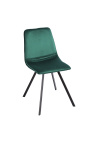 Set of 4 "Nalia" design dining chairs in green velvet with black legs