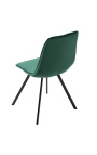 Ensemble de 4 chaises de repas "Nalia" design en velours vert avec pieds noirs