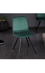 Комплект от 4 дизайнерски трапезни стола "Nalia" в зелено кадифе с черни крака