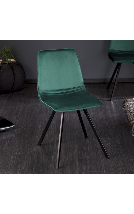 Soubor 4 "Nalia" design jídelních židle v zeleném sametu s černými nohama