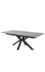 "Atlantis" matbord svart stål och betong grå keramik topp 180-220-260