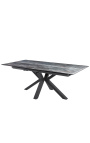Обеденный стол "Oceanis" из черной стали и керамической столешницы под лаву 180-225
