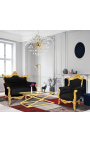 Grand fauteuil Baroque rococo velours noir et bois doré