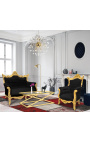 Grand rokoko baroka stila krēsls melns samts un zeltīts koks