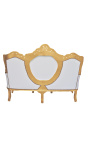 Canapé baroque tissu simili cuir blanc et bois doré