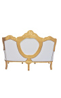 Sofá barroco piel falsa cuero blanco y madera de oro