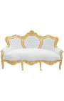 Baroque sofa false skin leather white and gold wood