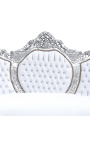 Canapé baroque tissu simili cuir blanc et bois argent