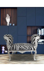 Barroco Louis XV banco zebra tela terciopelo y madera de plata