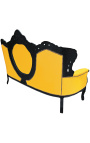 Baročna sedežna garnitura umetno usnje rumeno in črno lakiran les