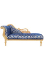 Duży barokowy krzesło długie z niebieskim "Gobeliny" tkaniny i drewna złota
