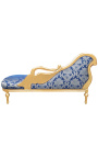 Grand récamier baroque à col de cygne tissu satiné bleu "Gobelins", bois doré - 13