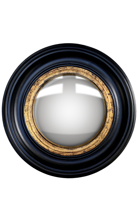 Round Convex spegel kallas "witchs spegel" med svart och guld ram