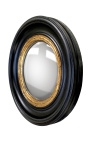 Round convex speil kalt "hestens speil" med svart og gull ramme