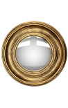 Miroir rond convexe dit miroir de sorcière avec cadre doré patiné