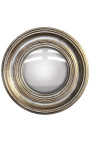Round convex speil kalt "hestens speil" med patinert sølv