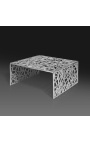 Square coffee table "Absy" in steel and silver metal 60 cm